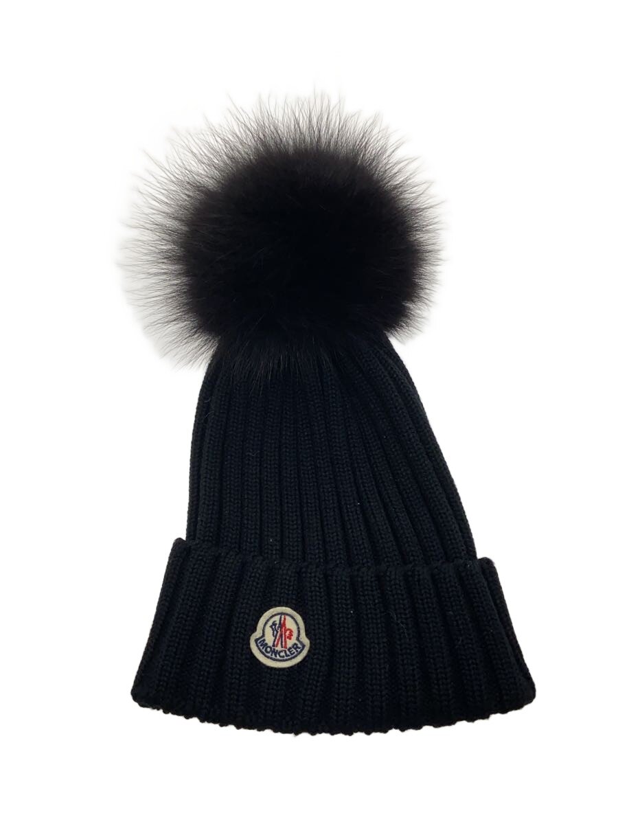【中古】MONCLER◆ニットキャップ/--/ウール/BLK/無地/レディース/C2-093-00219-00-...