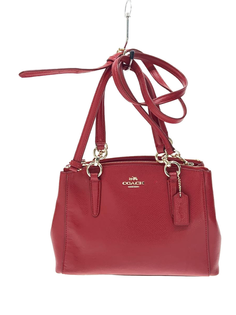 【中古】COACH◆ショルダーバッグ/レザー/RED/無地【バッグ】