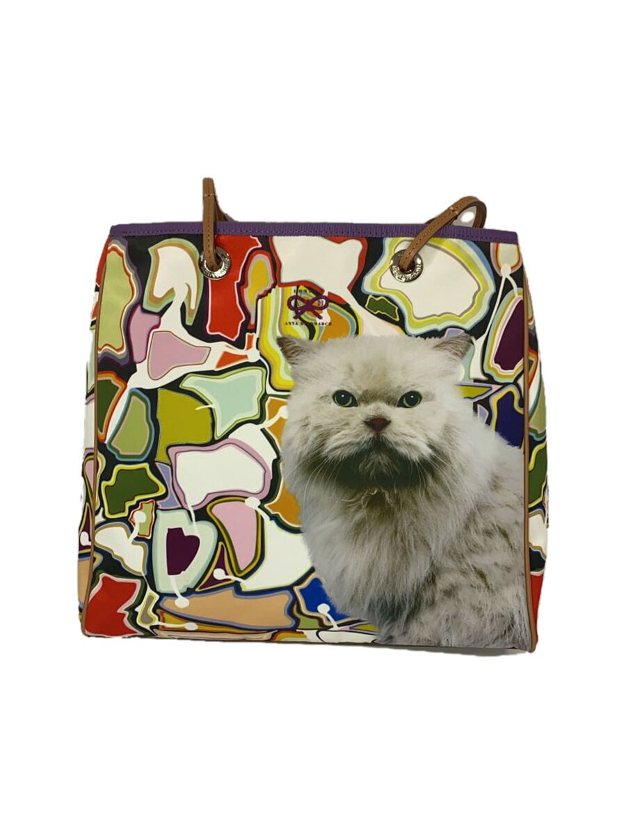 Anya Hindmarch - 【中古】ANYA HINDMARCH◆トートバッグ/--/マルチカラー/総柄/猫【バッグ】