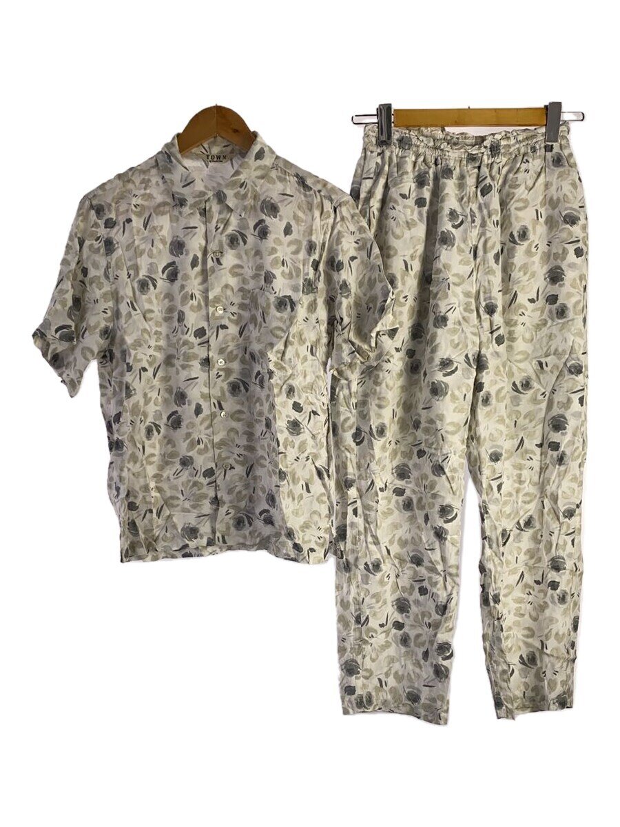 【中古】Shuttle notes◆セットアップ/S/レーヨン/WHT/総柄/22SS-SNTNL-03/22SS-SNTNL-02【メンズウェア】