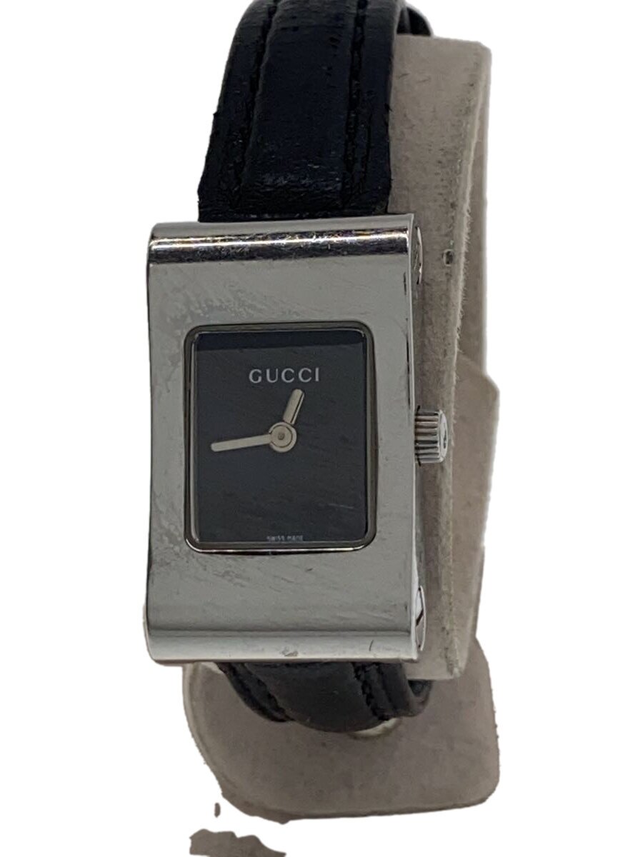 【中古】GUCCI◆クォーツ腕時計/アナログ/レザー/BLK/BLK/SS/2300L/社外ベルト【服飾雑貨他】
