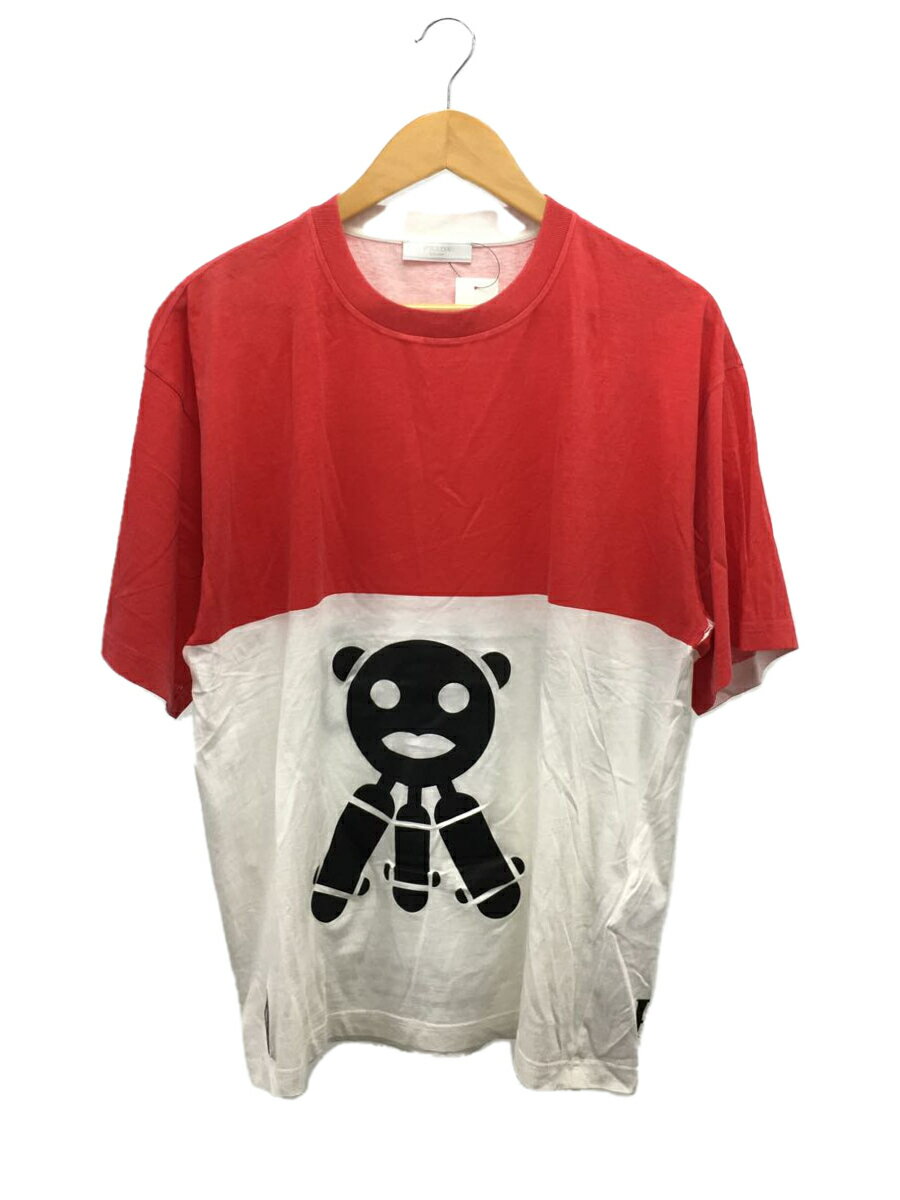 【中古】PRADA◆Tシャツ/L/コットン/WHT/無地【メンズウェア】