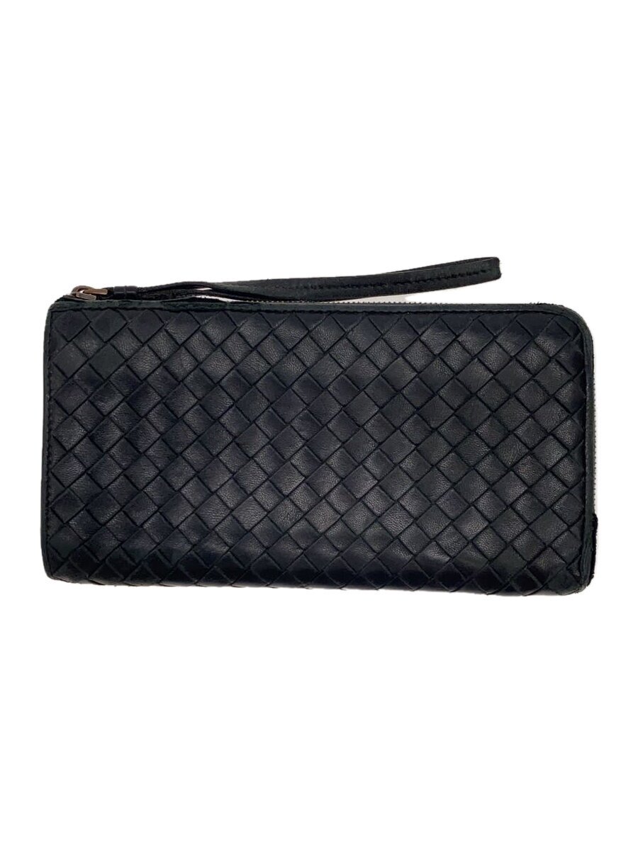 【中古】BOTTEGA VENETA◆長財布/レザー/BLK/メンズ/244823【服飾雑貨他】