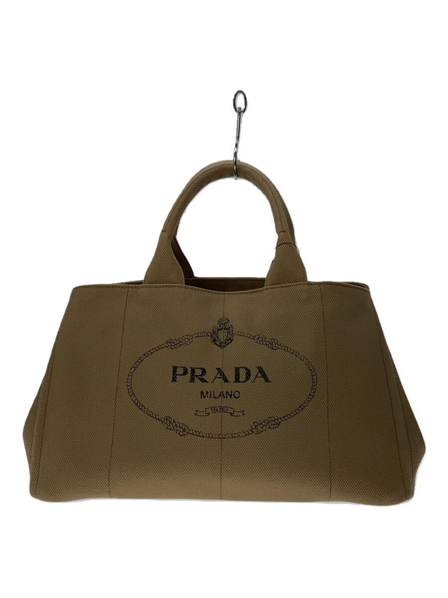 【中古】PRADA◆トートバッグ/キャンバス/BEG【バッグ】