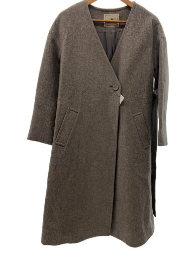 【中古】GRACE CONTINENTAL◆ノーカラーコート/34/ウール/GRY/無地/※ファー欠品/17461137【レディースウェア】 【中古】GRACE CONTINENTAL◆ノーカラーコート/34/ウール/GRY/無地/※ファー欠品/17461137【レディースウェア】