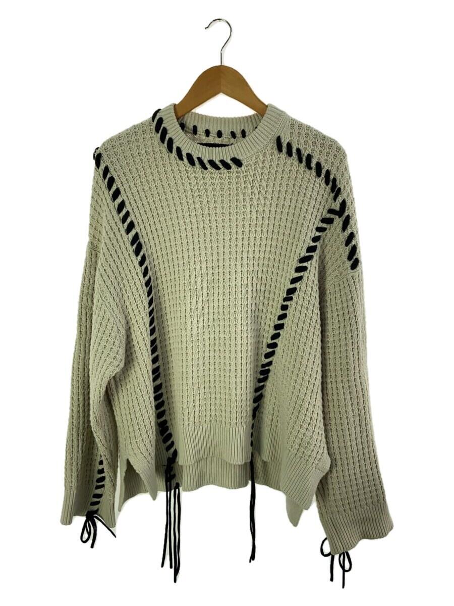 【中古】MAISON SPECIAL◆鬼ワッフルクレイジーステッチニット/セーター(厚手)/1/コットン/ベージュ/11212361338【メンズウェア】