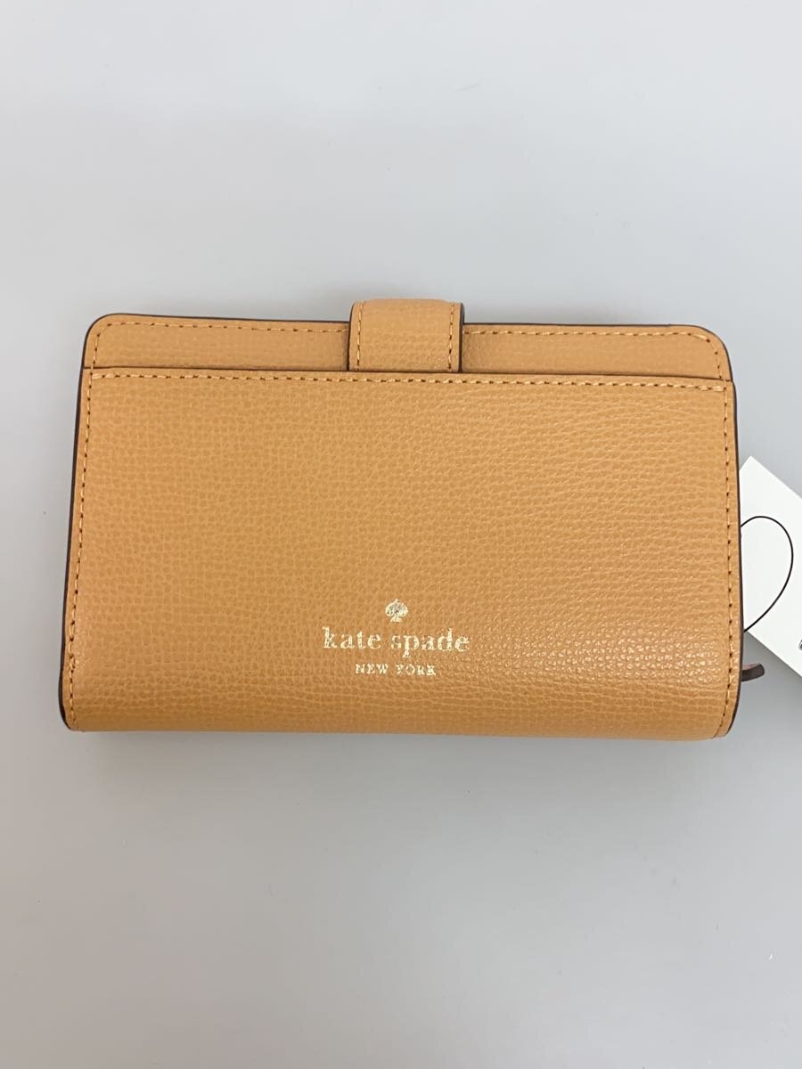【中古】kate spade new york◆2つ折り財布/レザー/BEG/無地/レディース/KF534【服...