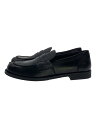 【中古】MIU MIU◆ロゴローファー/36.5/BLK/レザー【シューズ】