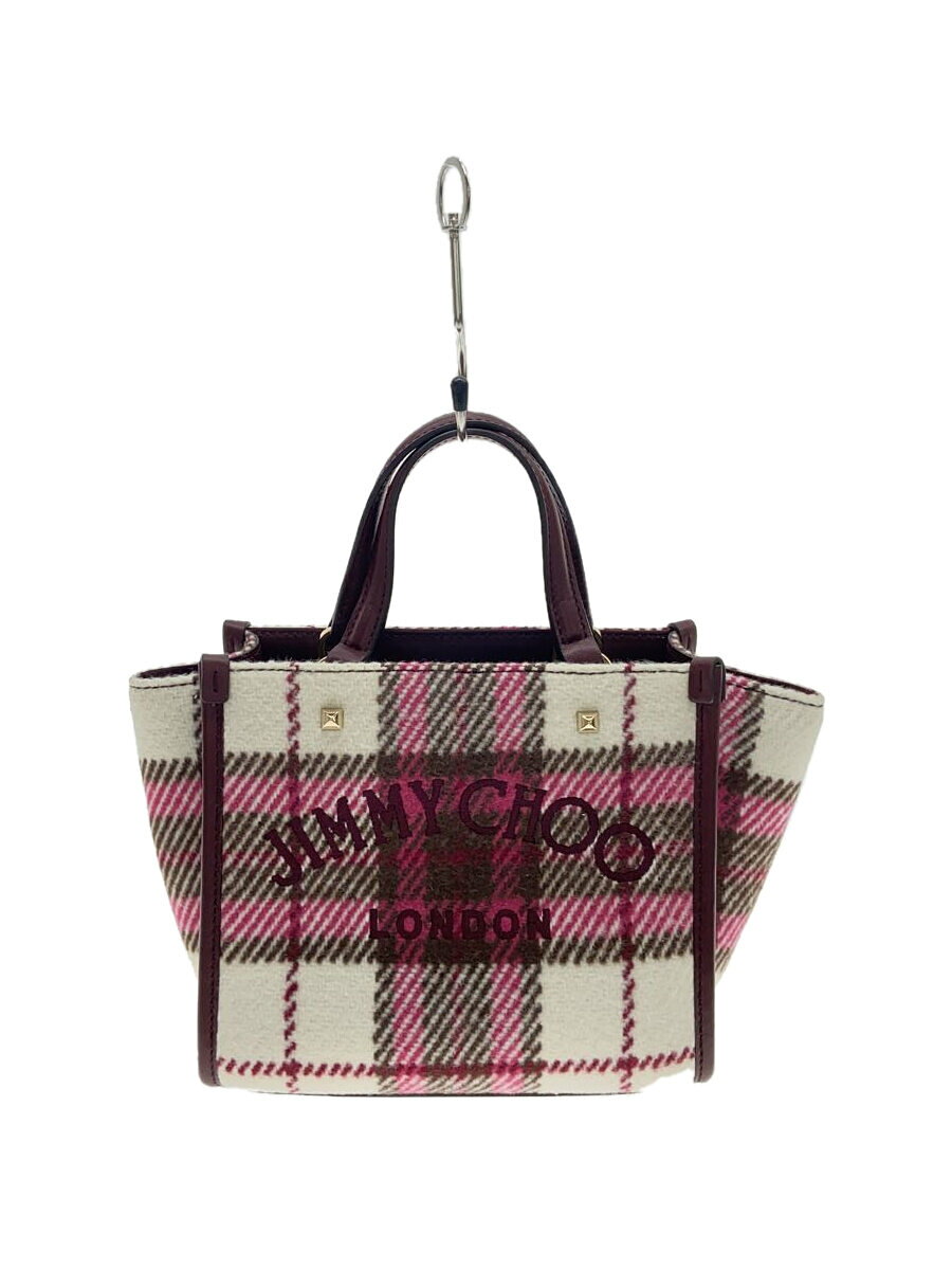JIMMY CHOO◆VARENNE TOTE/2WAY/ショルダーストラップ付属/ハンドバッグ/ウール/マルチカラー//