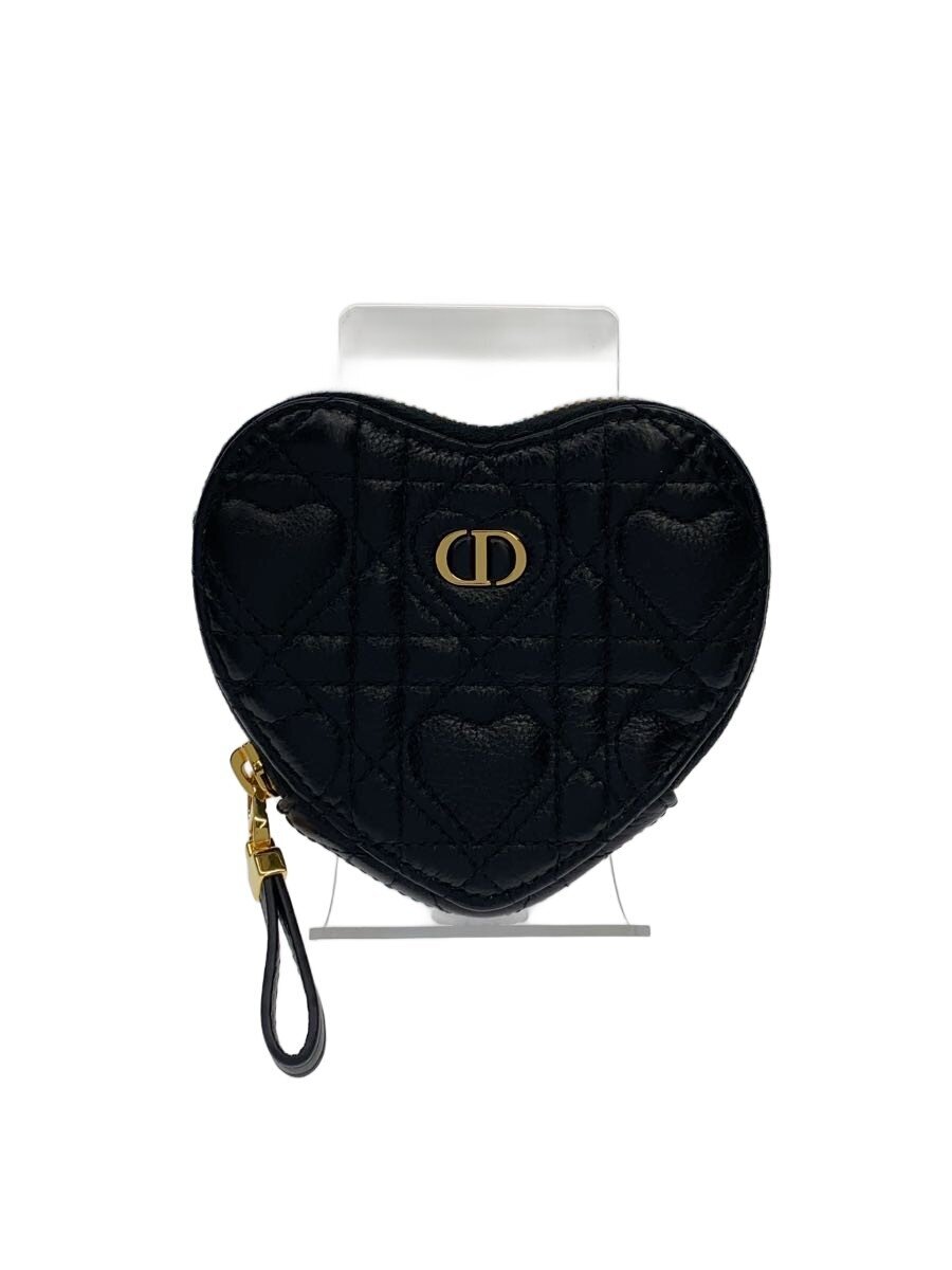 Christian Dior◆Dioramour Dior Caro/ハートポーチ/ポーチ/レザー/BLK/黒