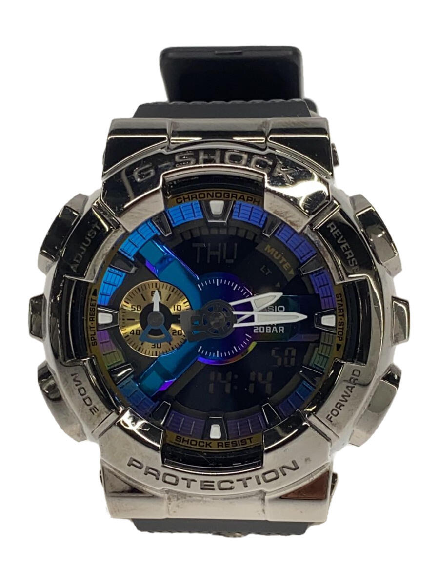 【中古】CASIO◆クォーツ腕時計_G-SHOCK/デジアナ/ラバー/SLV/BLK/SS【服飾雑貨他】