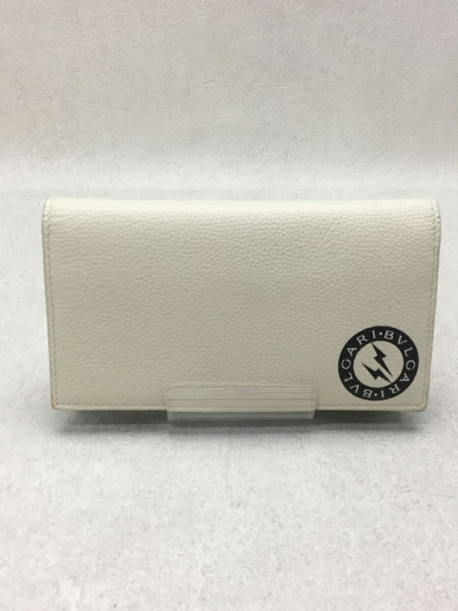 【中古】BVLGARI◆2つ折り長財布/レザー/WHT/メンズ【服飾雑貨他】