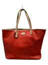 【中古】COACH◆トートバッグ/レザー/RED/無地【バッグ】
