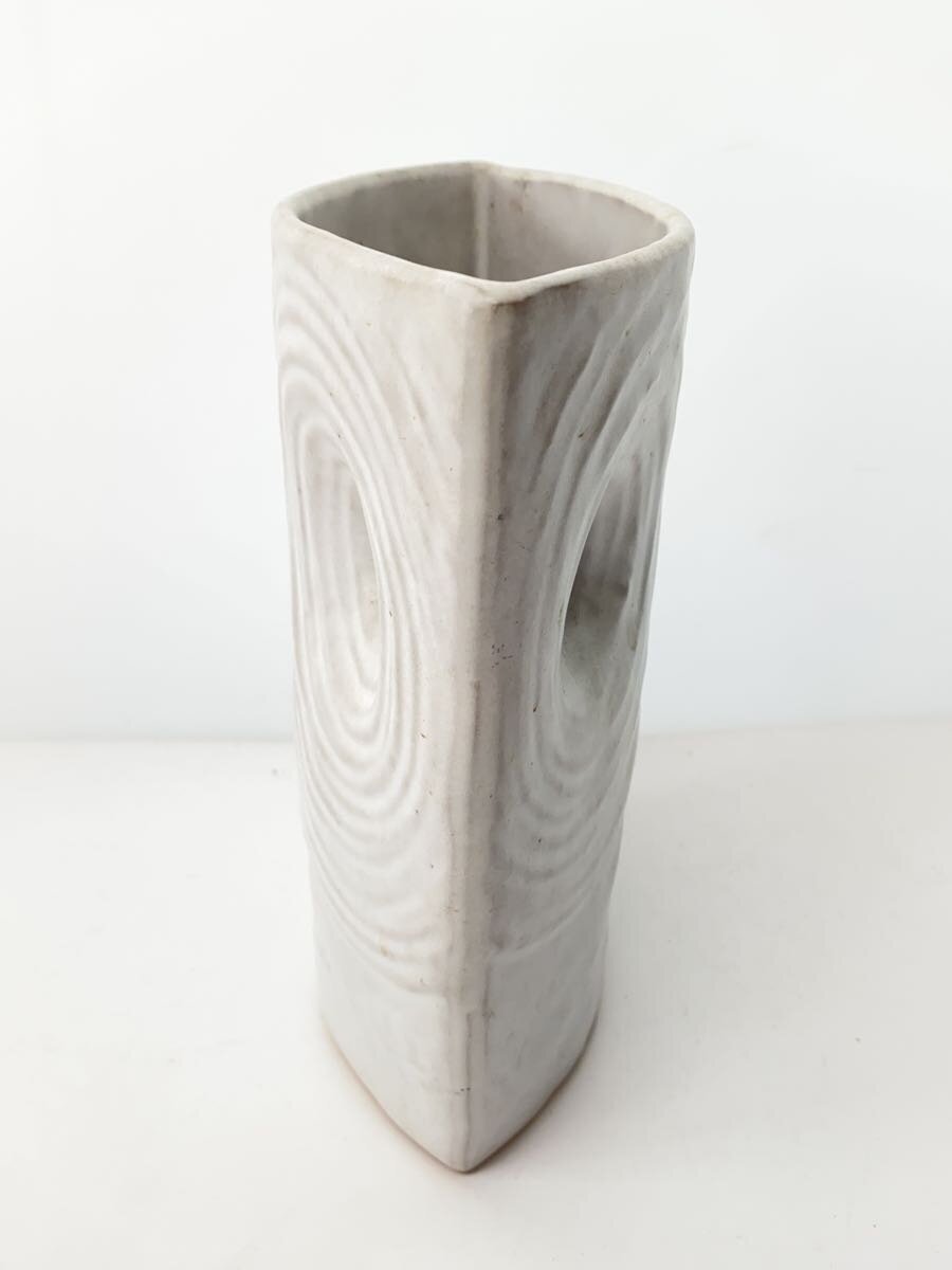 【中古】萬古焼◆壷・花瓶/渦巻/陶器/フラワーベース/花器/モダン/モノトーン/ホワイト【インテリア小物・日用雑貨】 [2]