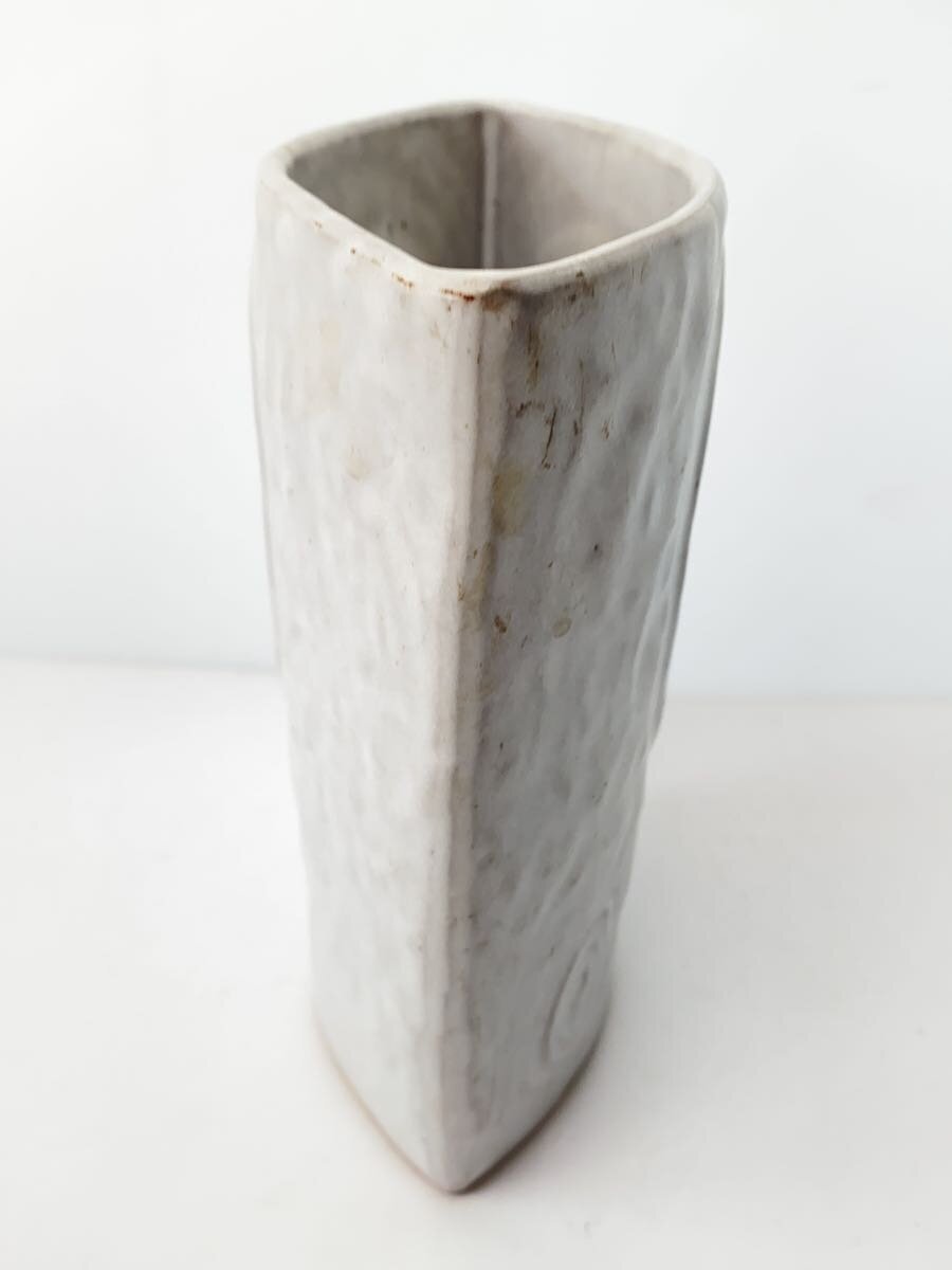 【中古】萬古焼◆壷・花瓶/渦巻/陶器/フラワーベース/花器/モダン/モノトーン/ホワイト【インテリア小物・日用雑貨】 [3]