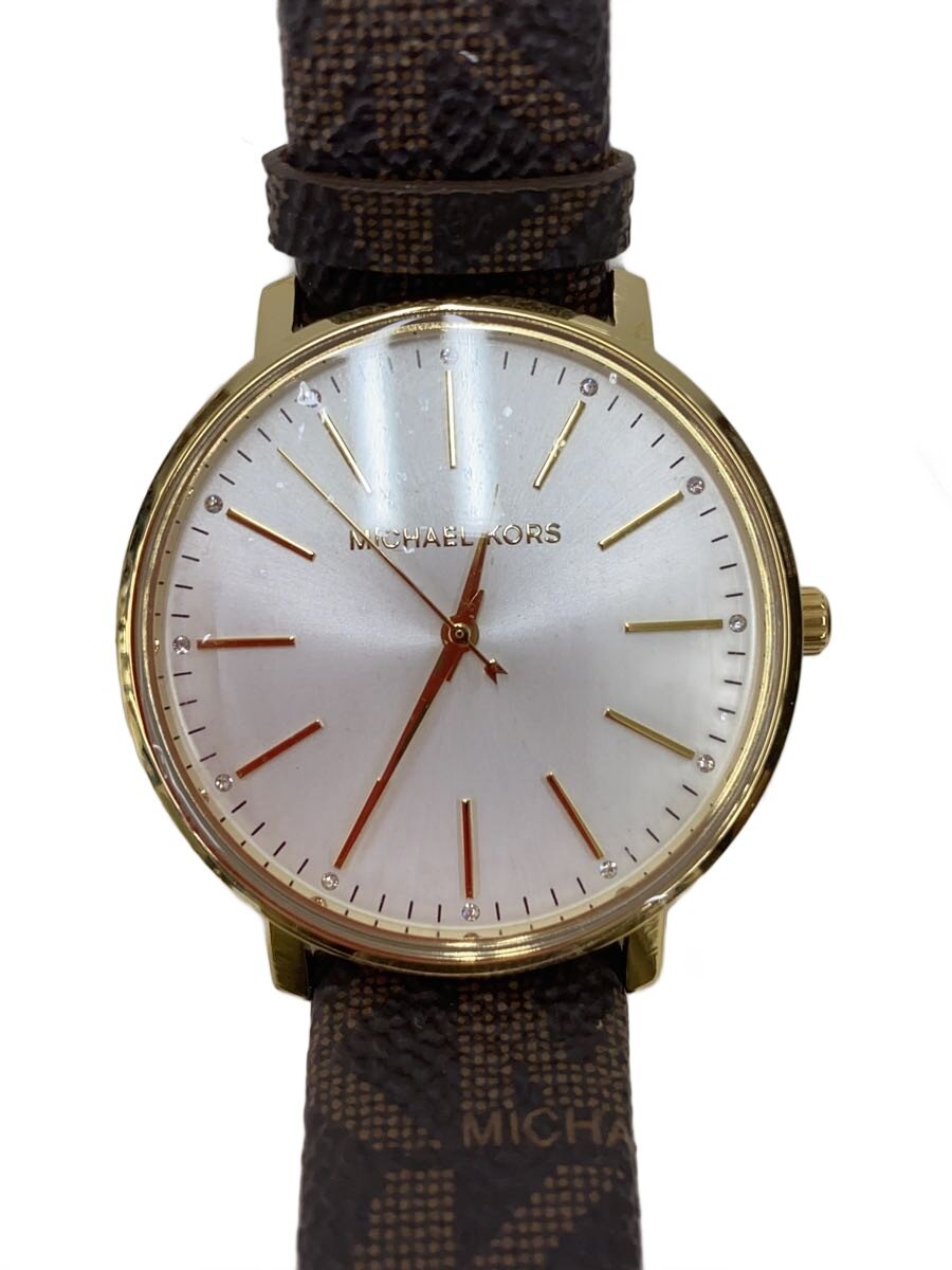 【中古】MICHAEL KORS◆クォーツ腕時計/アナログ/WHT/BRW/MK-2857【服飾雑貨他】