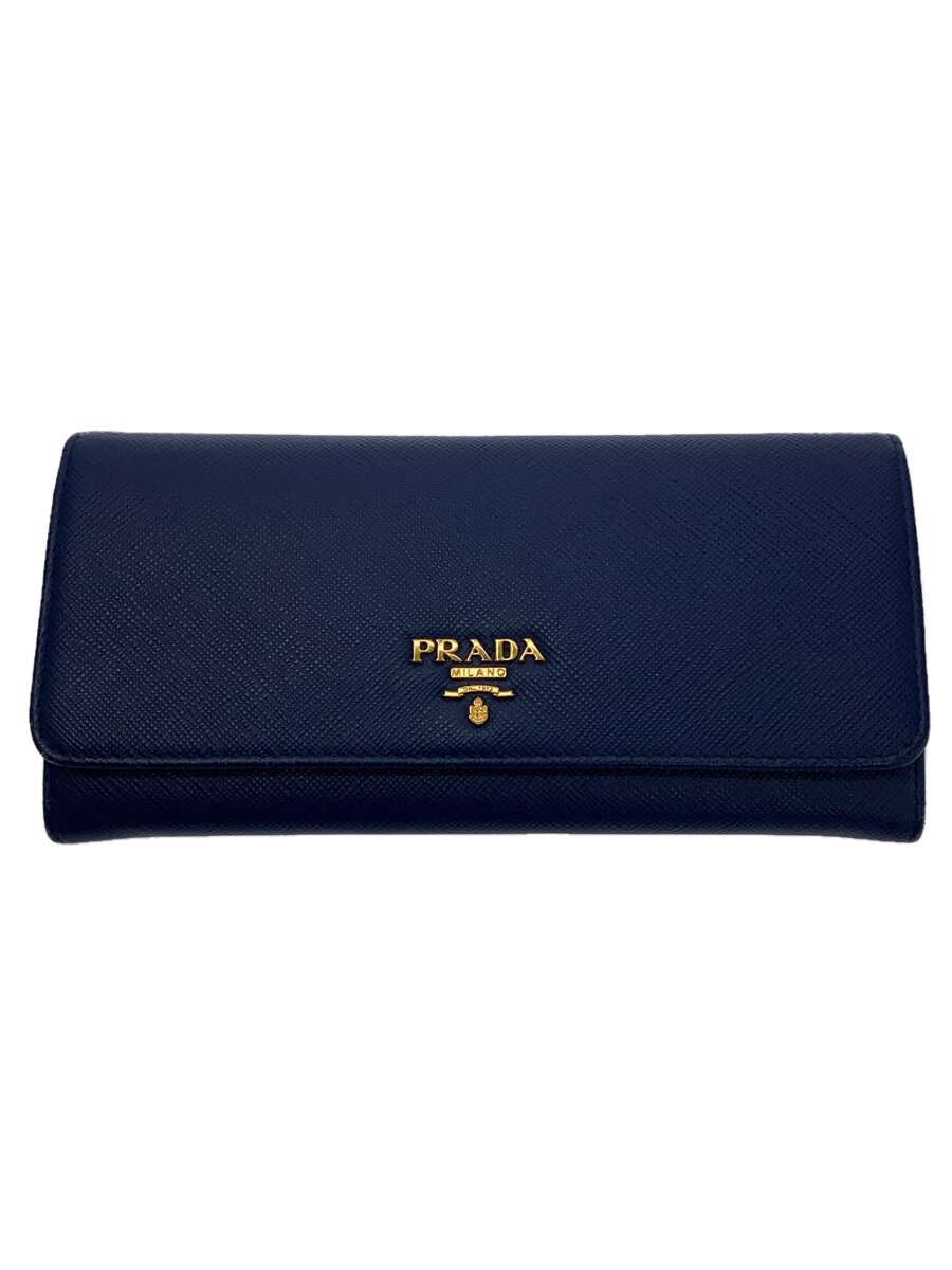 【中古】PRADA◆長財布/PVC/NVY/無地/レディース/サフィアーノ【服飾雑貨他】