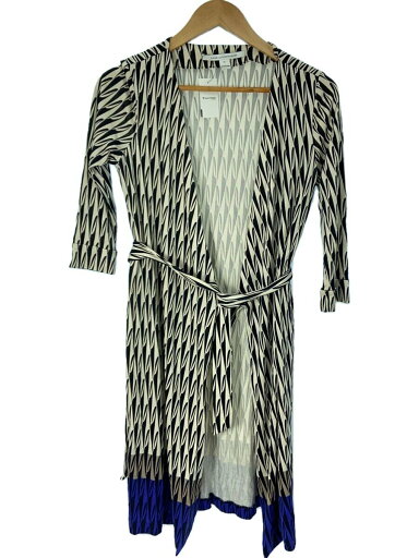 【中古】DIANE von FURSTENBERG◆長袖ワンピース/10/ポリエステル/WHT/総柄【レディースウェア】 【中古】DIANE von FURSTENBERG◆長袖ワンピース/10/ポリエステル/WHT/総柄【レディースウェア】