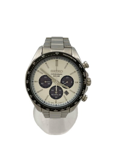 【中古】SEIKO◆ソーラー腕時計/アナログ/ステンレス/WHT/SLV/SS/V175-0FA0【服飾雑貨他】 【中古】SEIKO◆ソーラー腕時計/アナログ/ステンレス/WHT/SLV/SS/V175-0FA0【服飾雑貨他】