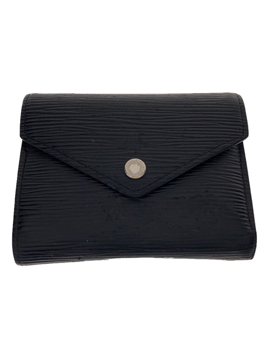 【中古】LOUIS VUITTON◆ポルト・フォイユ・ヴィクトリーヌ_エピ_BLK/牛革/BLK/レディース【服飾雑貨他】