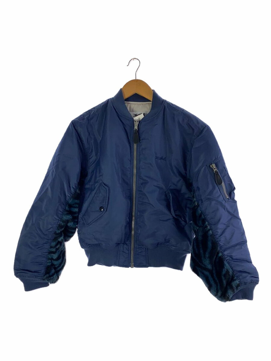 【中古】X-girl◆Paneled Fur Reversible MA-1/ブルゾン/S/ナイロン/BLU/105244021008【レディースウェア】