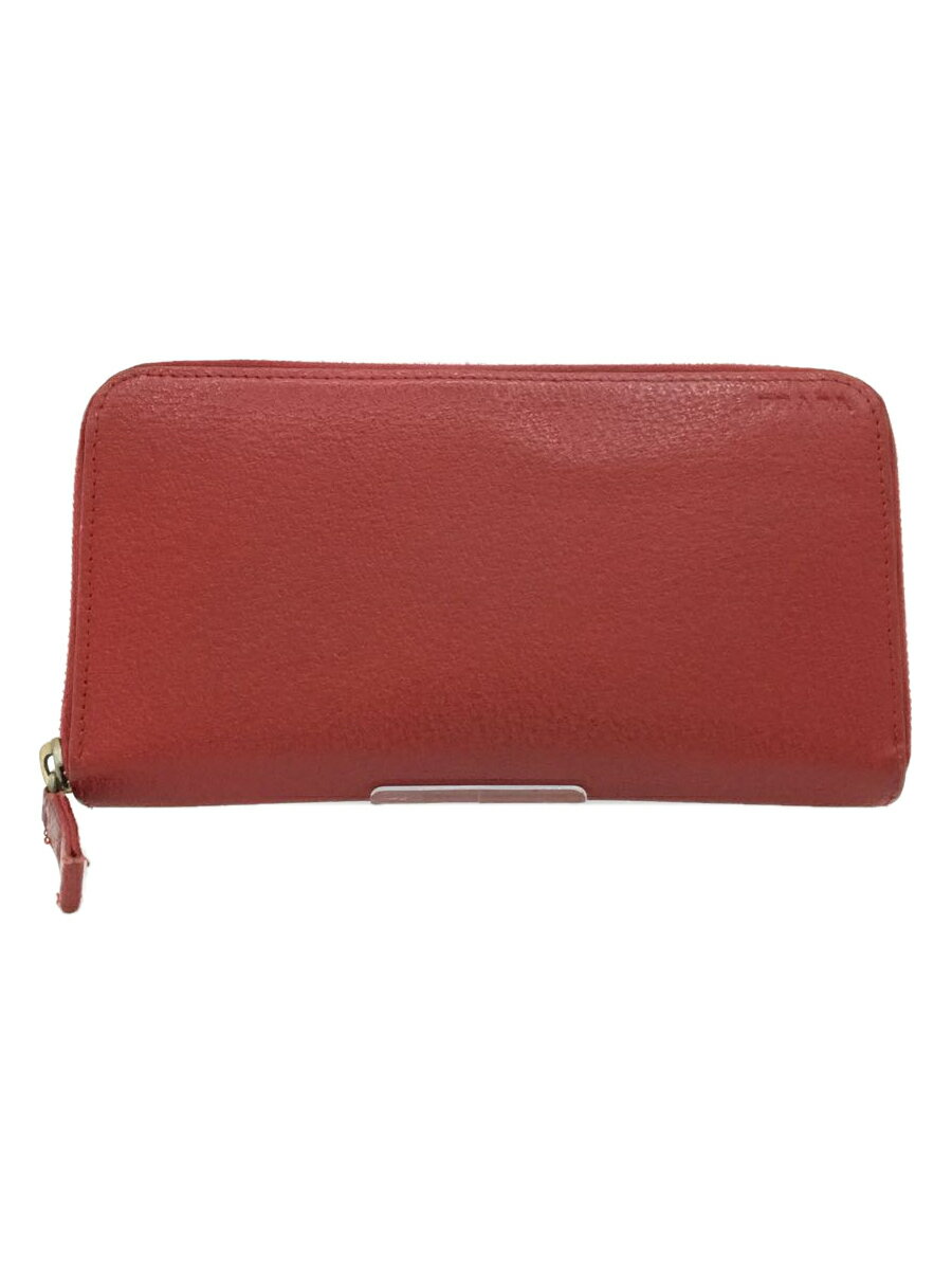 【中古】PRADA◆長財布/PVC/RED/無地/メンズ/M201【服飾雑貨他】