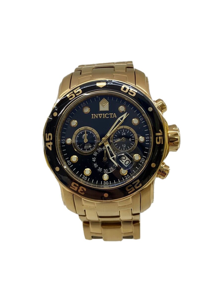 【中古】invicta◆PRO DIVER クォーツ腕時計/アナログ/ステンレス/BLK/GLD/SS/0072【服飾雑貨他】