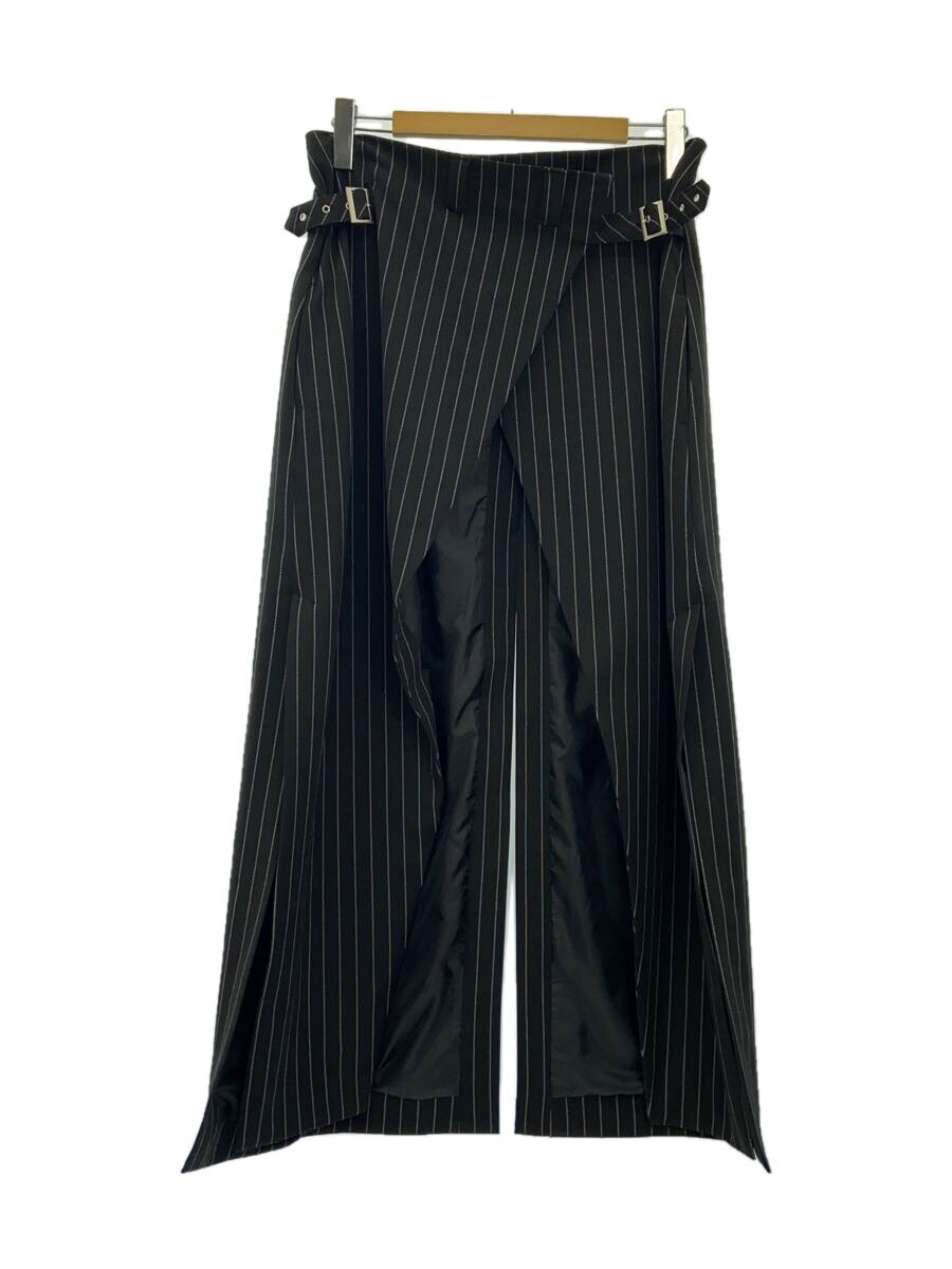 SHIKITARI◆STRIPE WRAP SKIRT/ボトム/ポリエステル/BLK/ストライプ/SHIKITARI2024-02