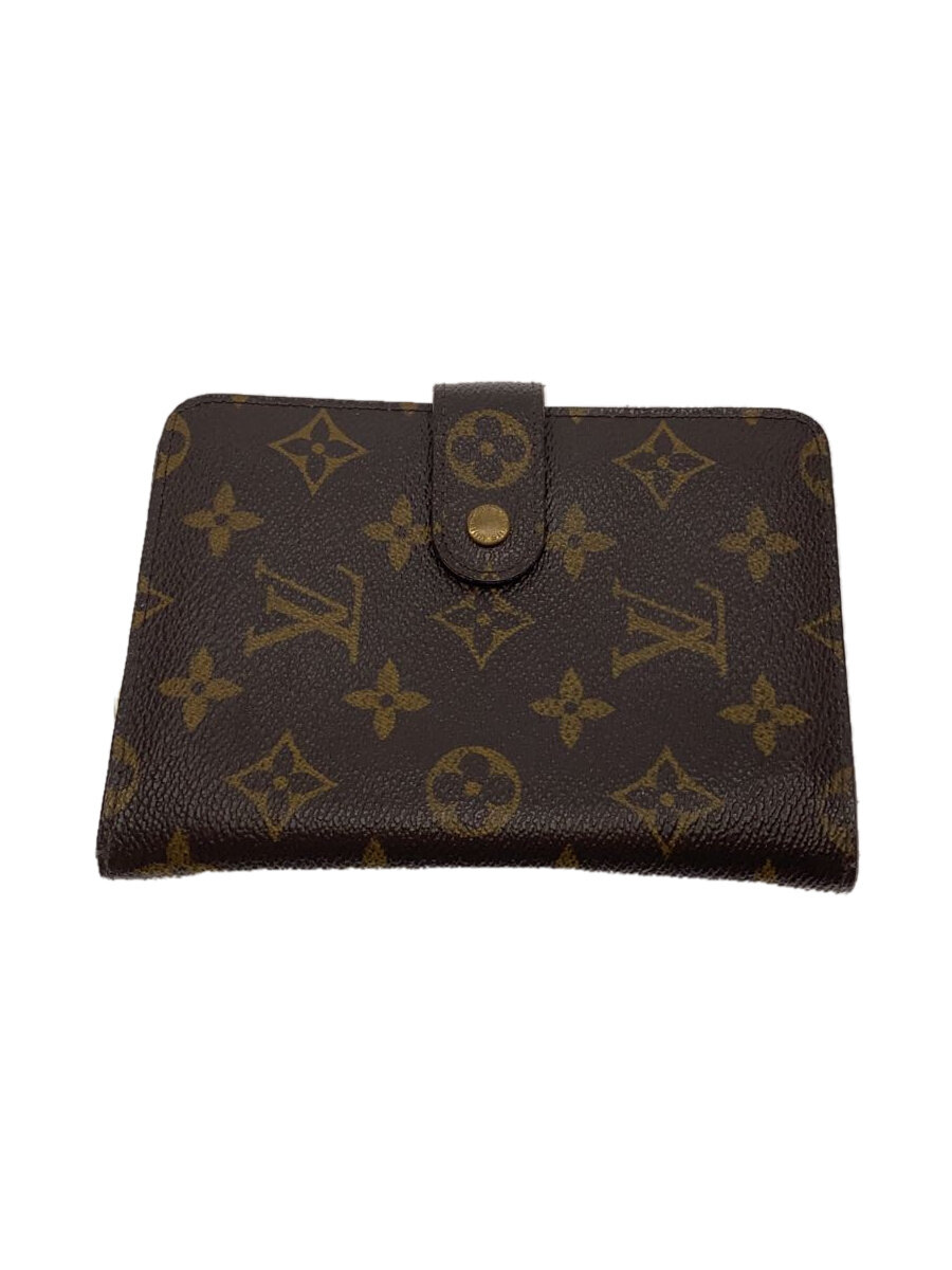【中古】LOUIS VUITTON◆ポルト・パピエ・ジップ_モノグラム・キャンバス_BRW/PVC/BRW/レディース【服飾雑貨他】