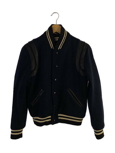 【中古】SAINT LAURENT◆L/14AW/レザートリムスタジャンブルゾン/ウール/NVY/358212//【メンズウェア】 【中古】SAINT LAURENT◆L/14AW/レザートリムスタジャンブルゾン/ウール/NVY/358212//【メンズウェア】