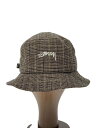 【中古】STUSSY◆バケットハット/ポリエステル/ブラウン/グレンチェック/メンズ【服飾雑貨他】(4)