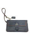 【中古】COACH◆ポーチ/レザー/BLK/無地【バッグ】