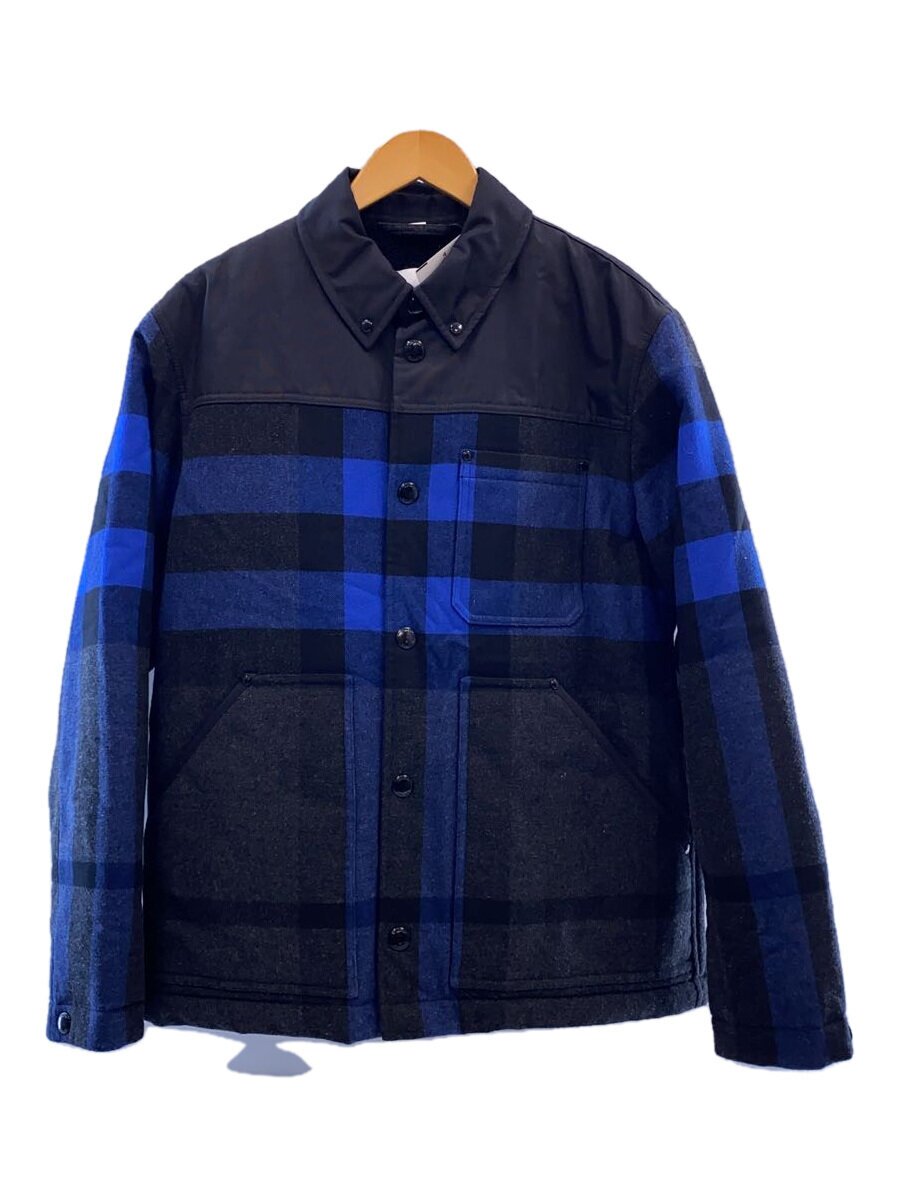 【中古】BURBERRY◆オーバーサイズチェックジャケット/ナイロン切替/ジャケット/M/ウール/B