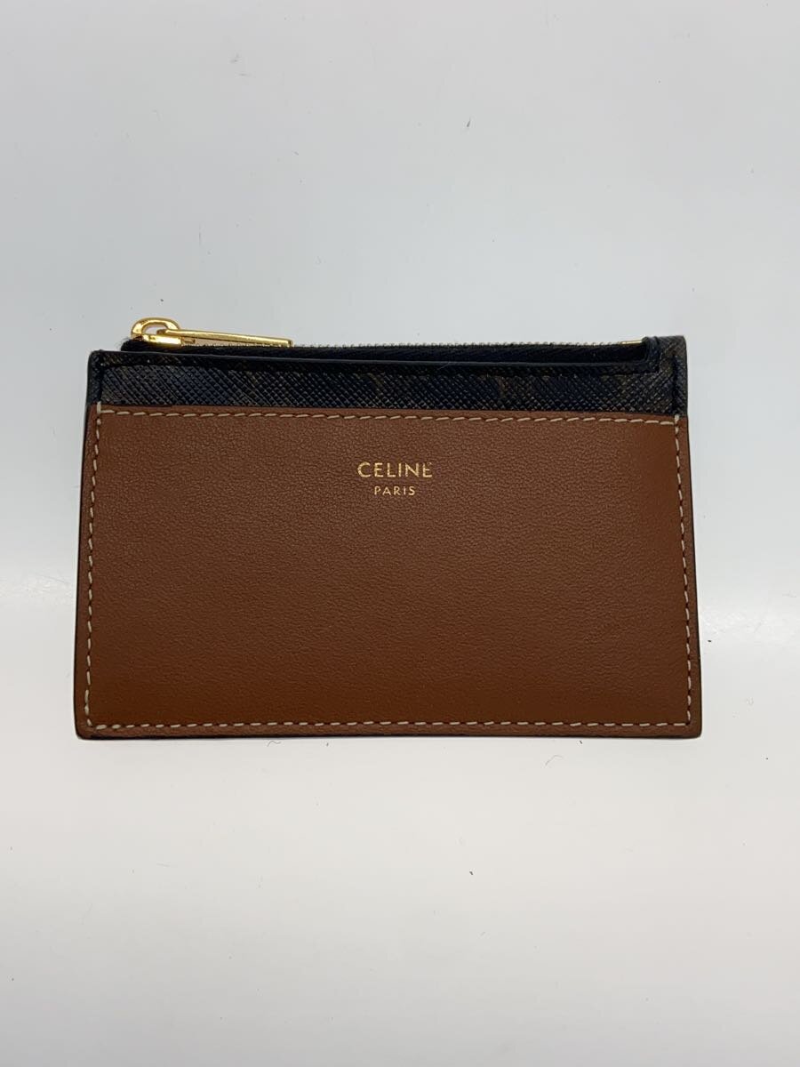 【中古】CELINE◆カードケース/レザー/BRW/レディース【服飾雑貨他】