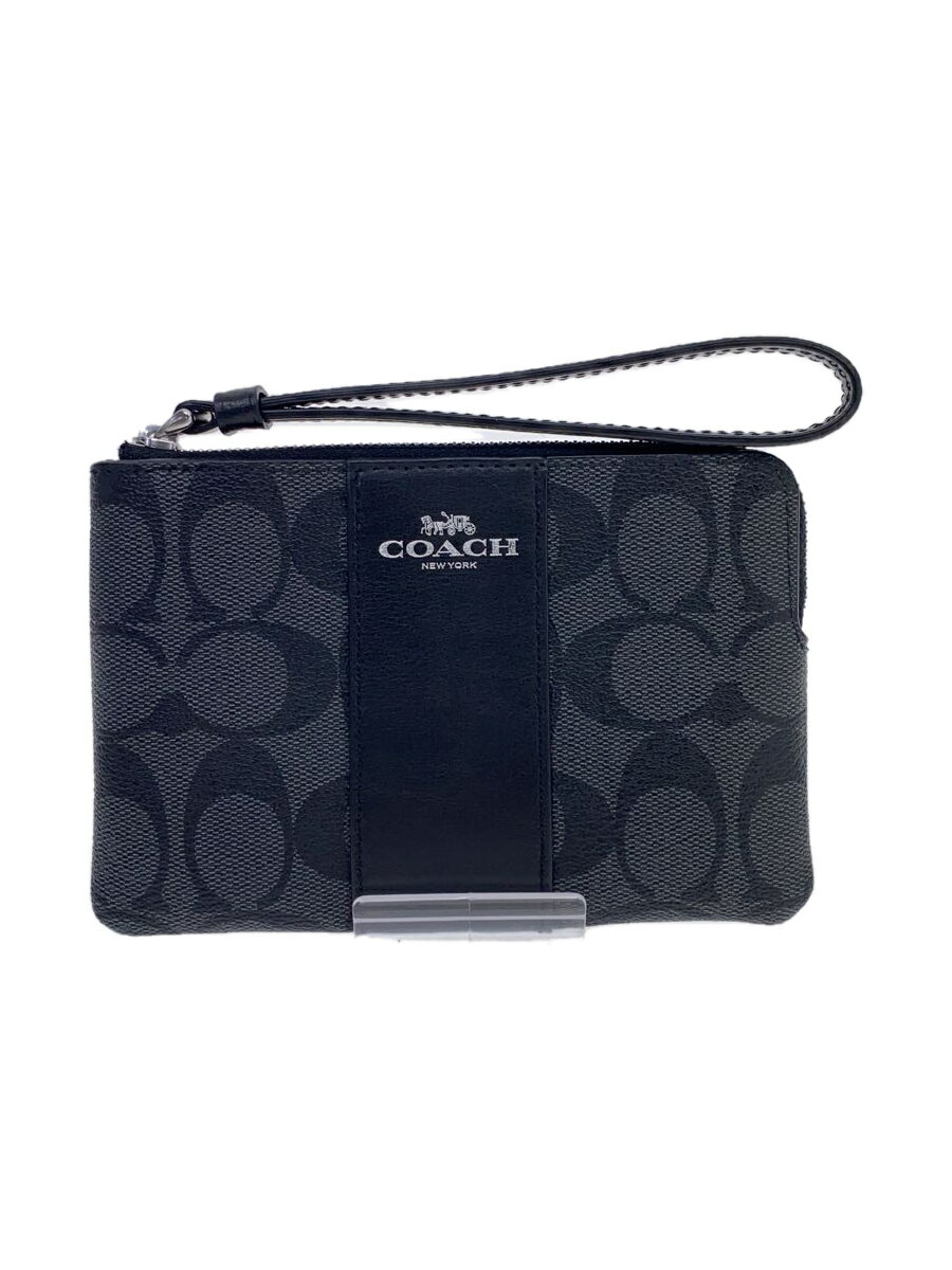 【中古】COACH◆ポーチ/PVC/BLK/総柄【バッグ】