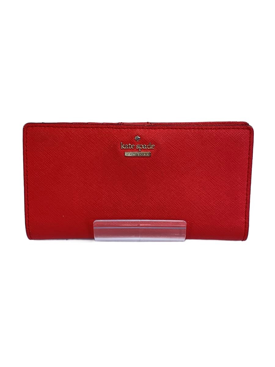 【中古】kate spade new york◆長財布/レザー/RED/レディース【服飾雑貨他】