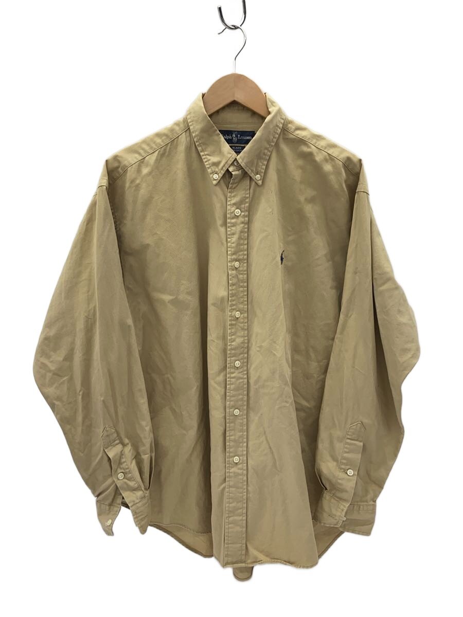 【中古】RALPH LAUREN◆90s/BLAIRE/ブレア/長袖シャツ/L/コットン/BRW/無地//【メンズウェア】