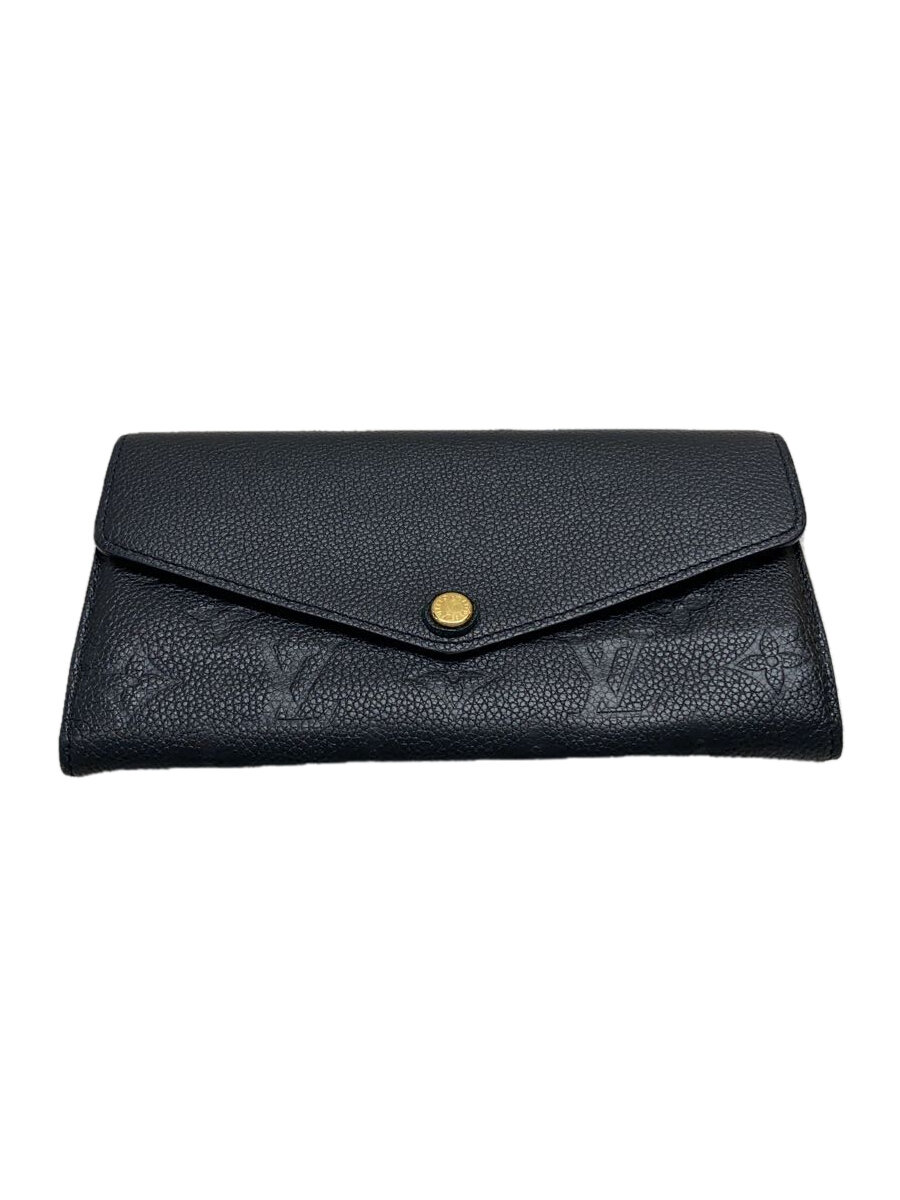 【中古】LOUIS VUITTON◆ポルト・フォイユ・サラ_モノグラム・アンプラント_BLK/レザー/BLK/レディース【服飾雑貨他】