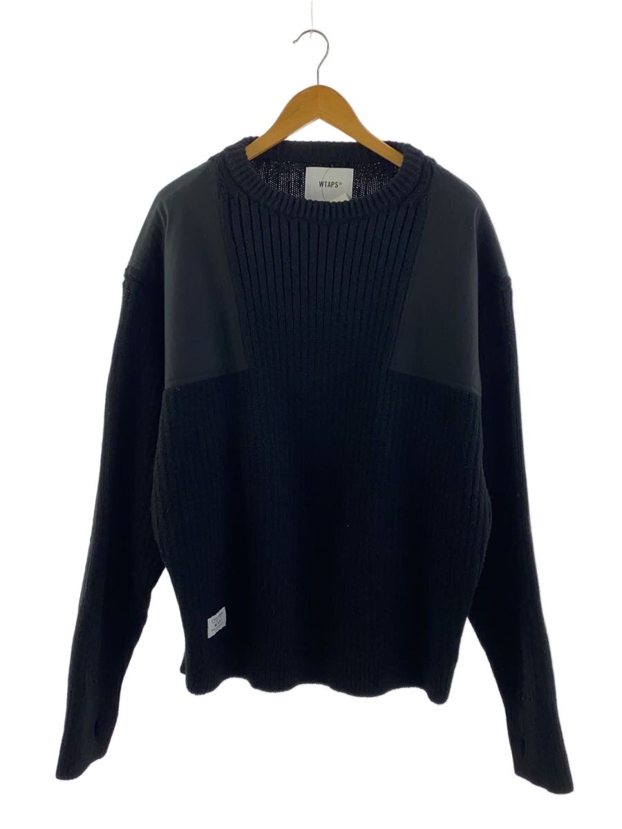 WTAPS◆COMMANDER SWEATER/L/ポリエステル/BLK/222MADT-KNM03