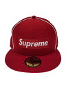【中古】Supreme◆キャップ/Piping Box Logo Cap/7 3/8/ウール/RED/メンズ【服飾雑貨他】