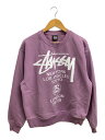 【中古】STUSSY◆WORLD TOUR CREW/スウェット/M/コットン/PUP/使用感有【メンズウェア】