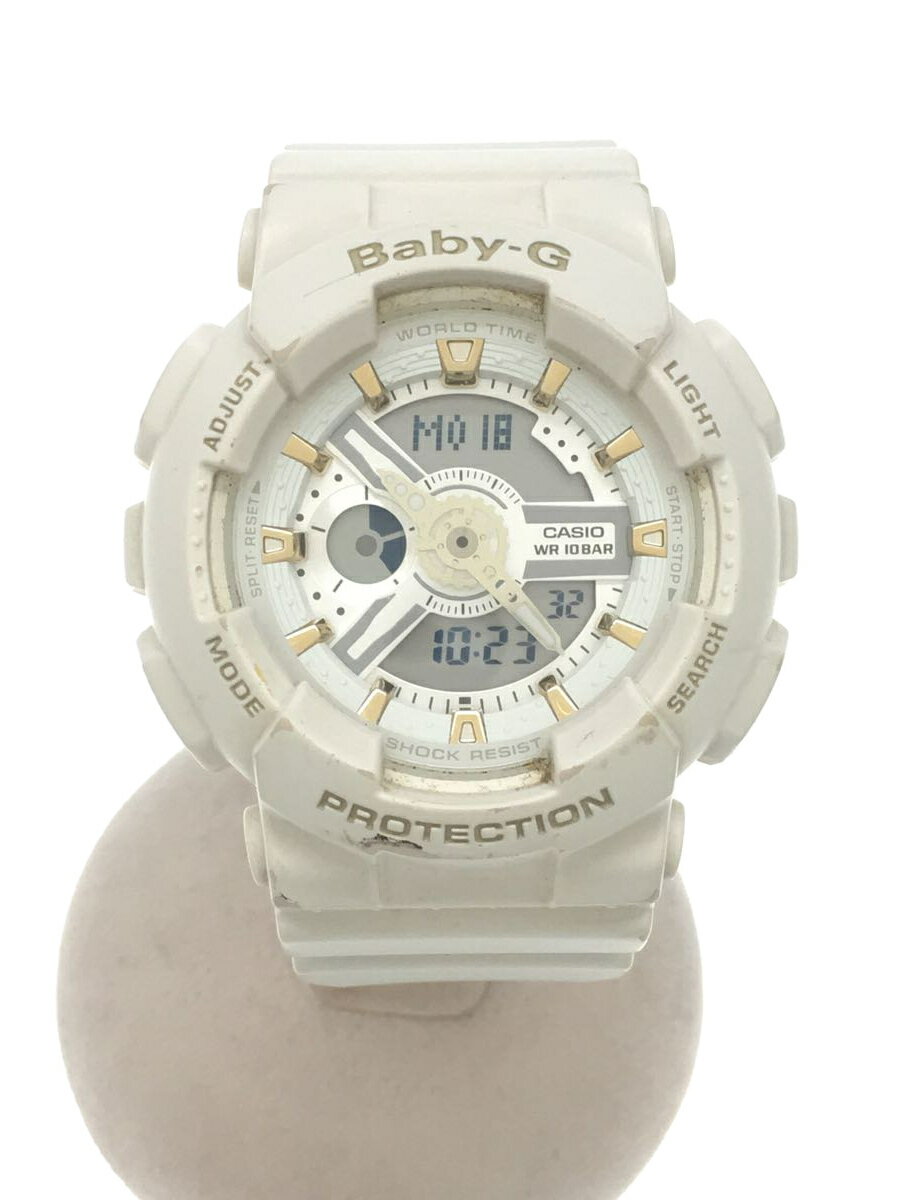 【中古】CASIO◆腕時計/デジタル/ラバー/WHT/WHT/BA-110GA【服飾雑貨他】