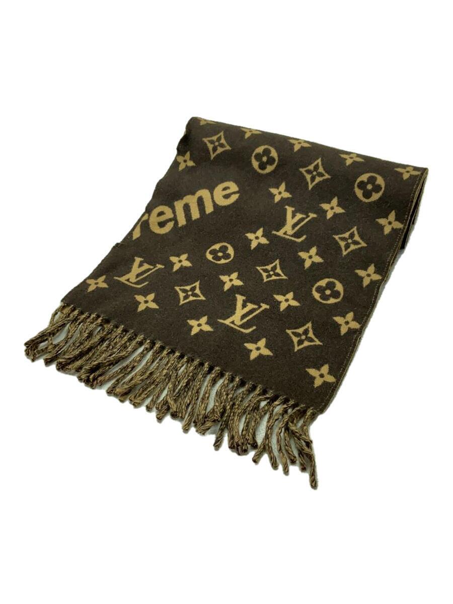 【中古】LOUIS VUITTON◆マフラー/ウール90/カシミア10/BRW/総柄/メンズ