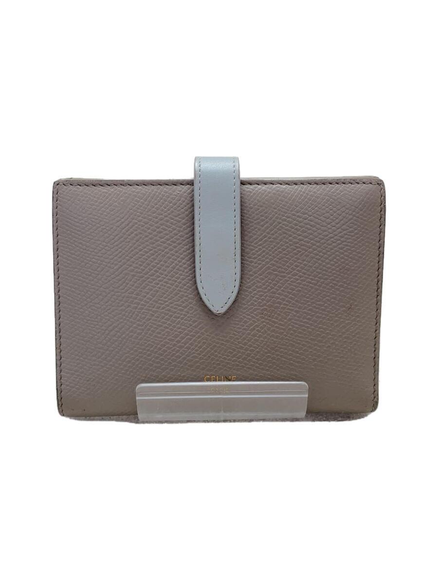 【中古】CELINE◆2つ折り財布/レザー/GRY/無地/レディース/10B643BRU【服飾雑貨他】