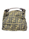 【中古】FENDI◆ズッカ/ミニハンドバッグ/ナイロン/BEG/総柄【バッグ】
