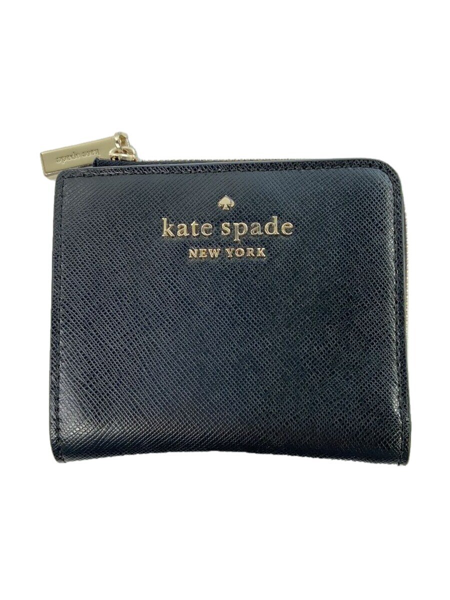 【中古】kate spade new york◆2つ折り財布/レザー/BLK/無地/レディース//【服飾雑貨他】