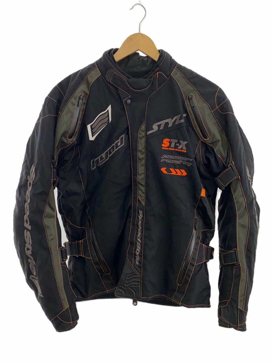 【中古】HYOD◆ライダースジャケット/プロテクター入/ジャケット/L/ナイロン/BLK【メンズウェア】