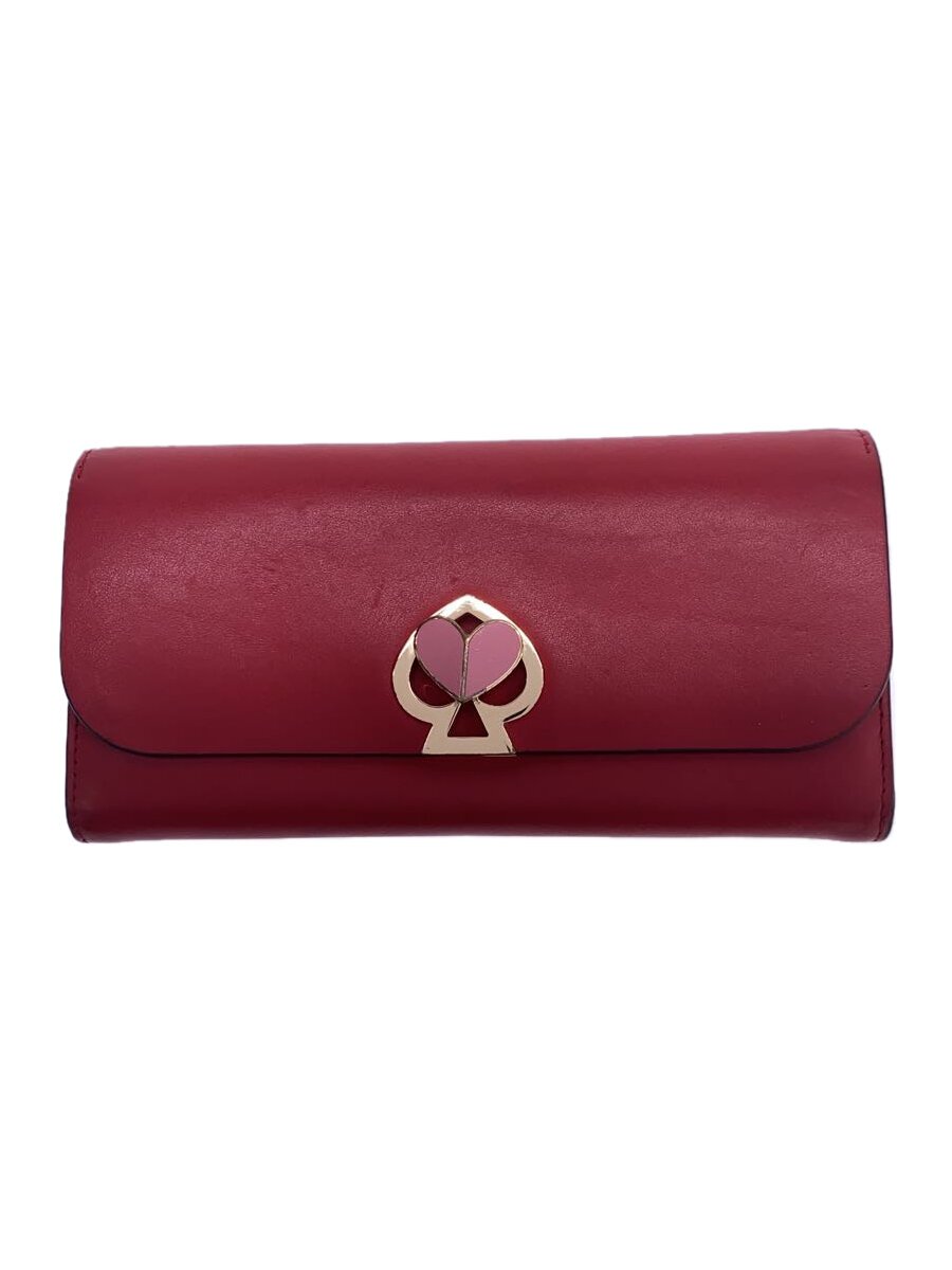 【中古】kate spade new york◆長財布/--/RED/無地/レディース/S338【服飾雑貨他】