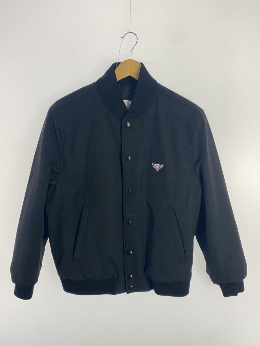 【中古】PRADA◆トライアングルプレート/キルティングライナー/スタジャン/48/ウール/BLK/SGC073 S221 11A6【メンズウェア】