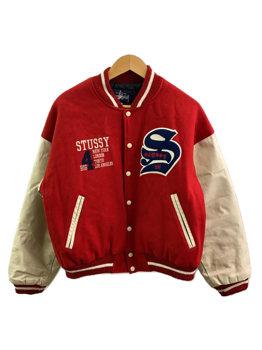 【中古】STUSSY◆スタジャン/S/ウール